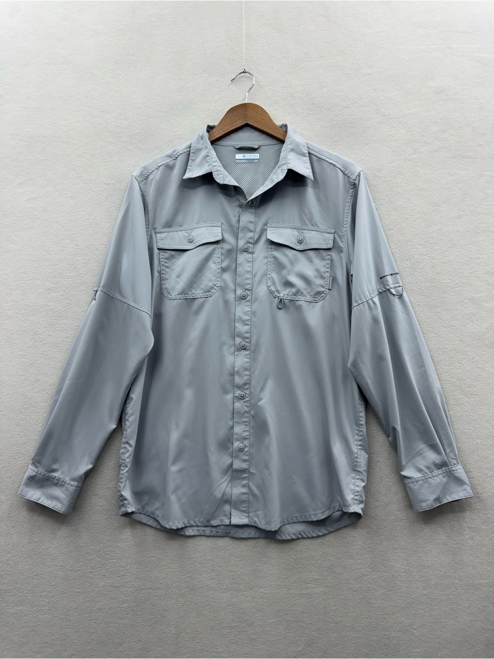 Columbia PFG Shirt Mens Small Gray Long Sleeve Fishing Button Up Outdoor